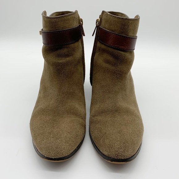 Coach Patricia Suede Ankle Booties in Fatigue/ Chestnut Size 6B - Picture 2 of 12